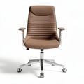 Chaise de bureau en cuir marron avec accoudoirs et roulettes réglables 60 x 60 x 110cm