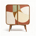 Buffet en bois avec portes en tissu multicolore 80 x 40 x 80cm