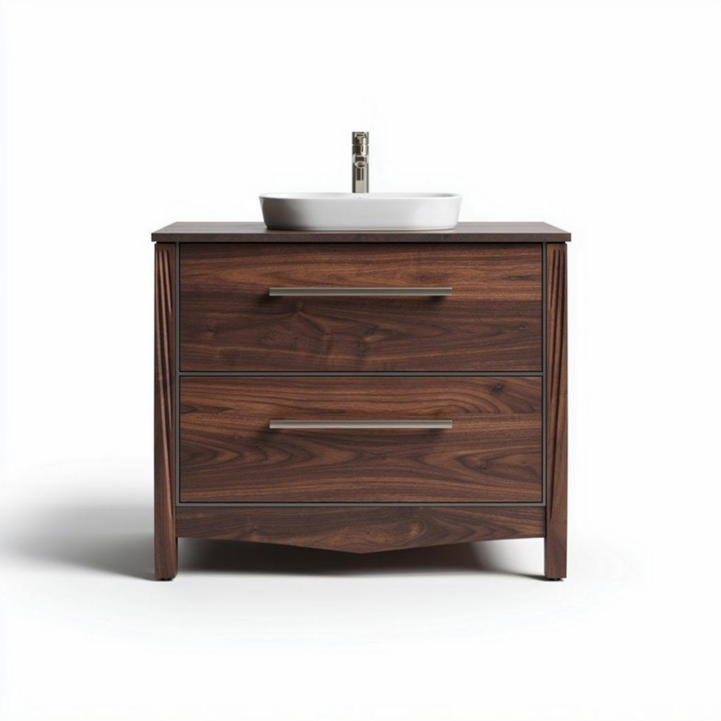 Meuble de salle de bain en bois foncé avec lavabo intégré 80 x 45 x 60cm