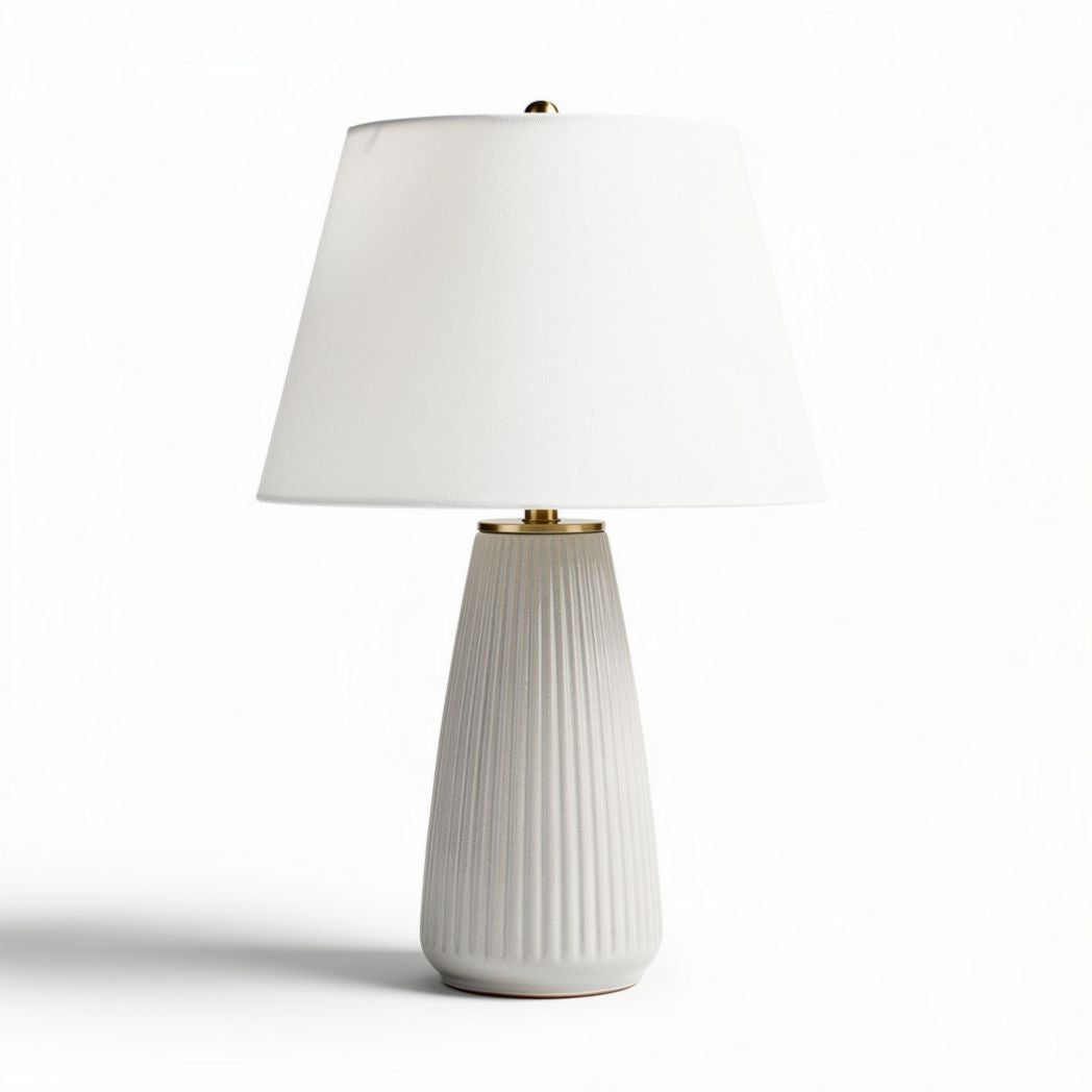Lampe de table en céramique blanche avec abat-jour en tissu 25 x 25 x 45cm