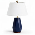 Lampe de table en céramique bleue avec abat-jour blanc 30 x 30 x 45cm