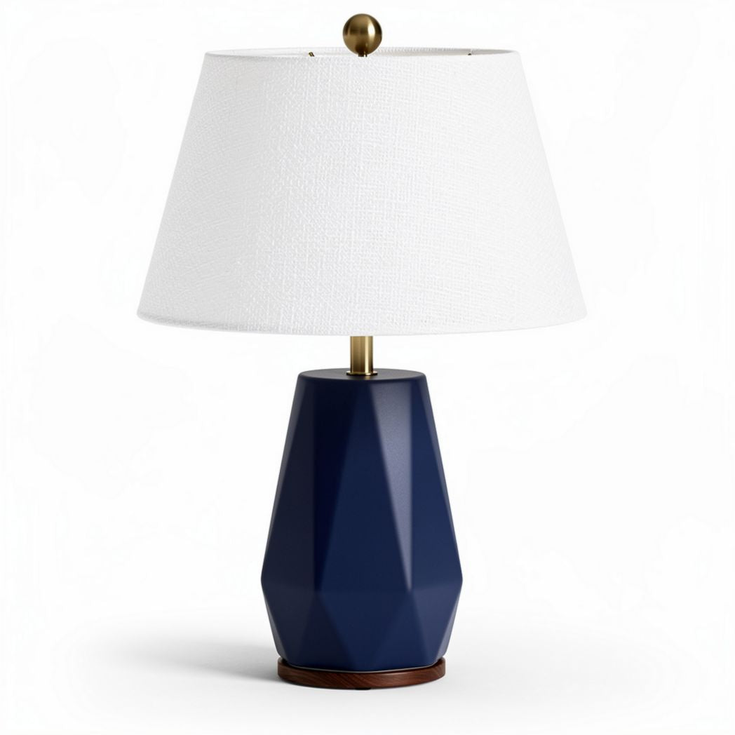 Lampe de table en céramique bleue avec abat-jour blanc 30 x 30 x 45cm
