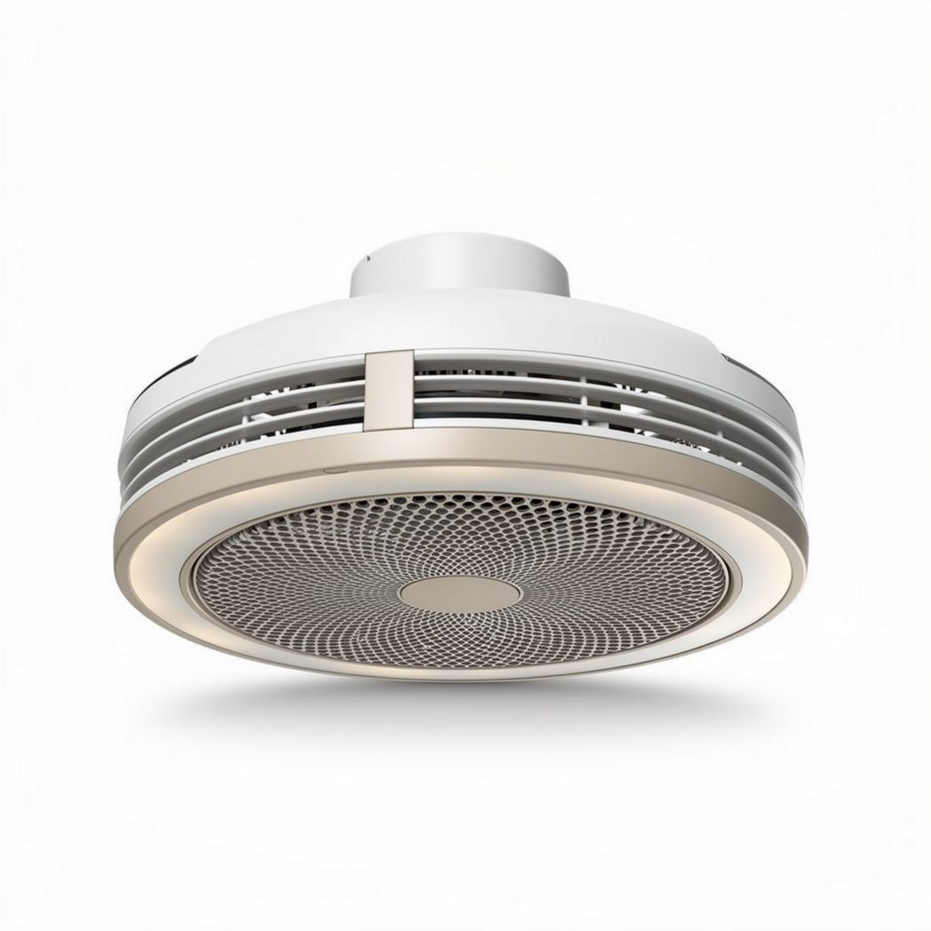 Ventilateur de plafond silencieux en métal argenté diamètre 30 cm pour salle de bain