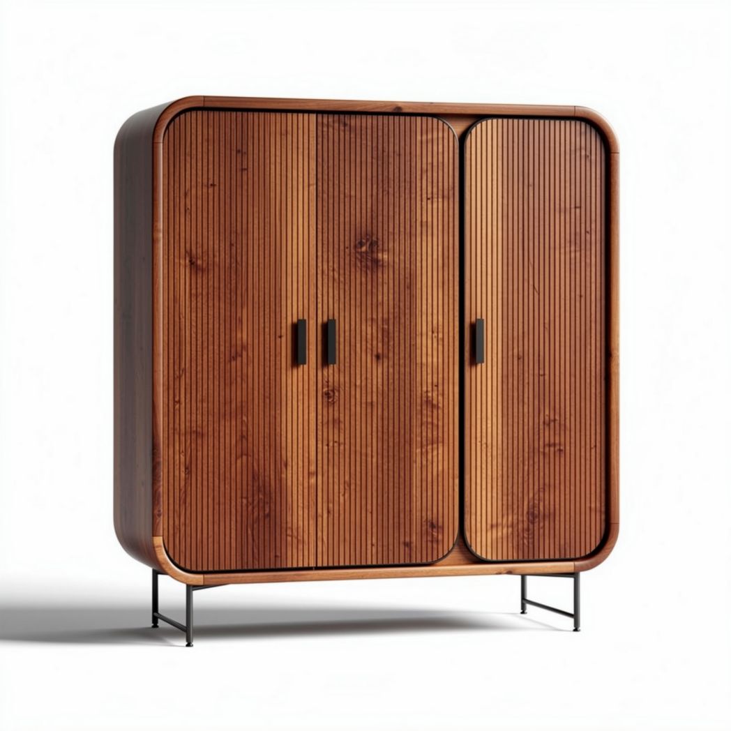 Armoire en bois avec portes coulissantes design vintage dimensions 90 x 40 x 120cm