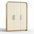 Armoire en bois de hêtre de 150 x 80 x 200 cm couleur crème avec trois portes