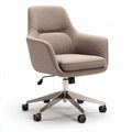 Chaise de bureau pivotante en tissu beige avec coussin rembourré 60 x 60 x 85cm