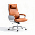 Chaise de bureau en cuir orange avec support lombaire en métal 60 x 60 x 120cm