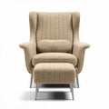 Fauteuil en tissu beige avec repose-pieds dimensions 85 x 80 x 100cm