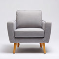 Fauteuil en tissu beige avec pieds en bois 70 x 75 x 80cm pour salon