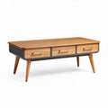 Table basse en bois de chêne avec trois tiroirs dimensions 120 x 60 x 45cm